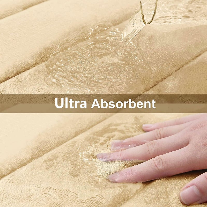 Buganda Memory Foam Bath Mat, 47" x 17", Ultra Soft and Non-Slip Bathroom Rugs, Water Absorbent and Machine Washable Bath Rug Runner for Bathroom, Shower, and Tub, Gold - Image 4